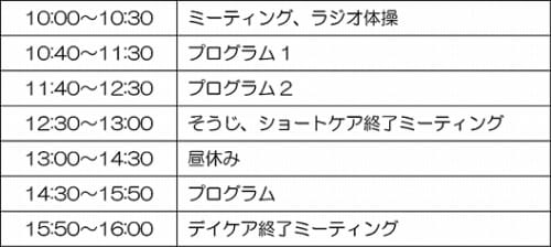 ショートケア・デイケアのご案内